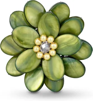 AeraVida Lime Green Mother of Pearl Sweet Azalea Floral Pin-Brooch | Floral Brooches for Women | Green Brooch Pin | Pearl Pin | Brooch Pins for Women | Handmade Pins