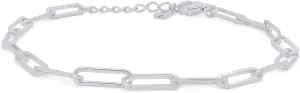 AFFY 7" Length  1" Adjustable Paper Clip Chain Bracelet In 14K Gold Plated 925 Sterling Silver Jewelry For Women