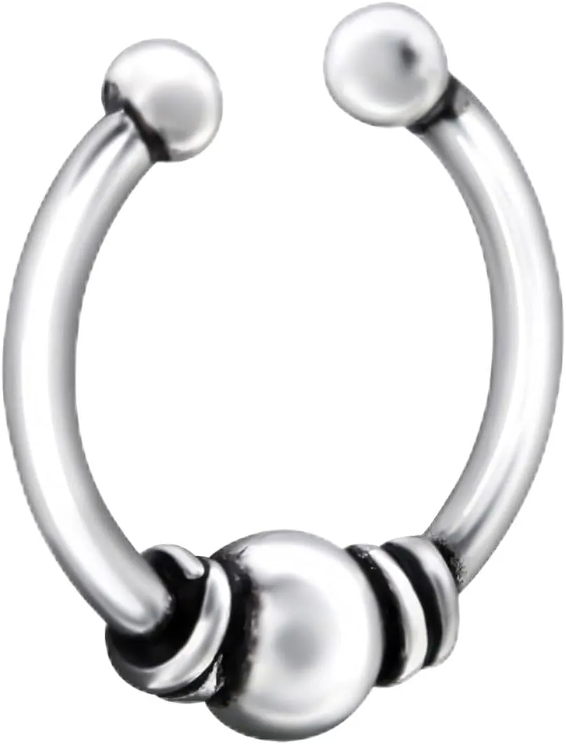 Agora Bali Nose Clip 925 Sterling Silver Clip On Nose Ring