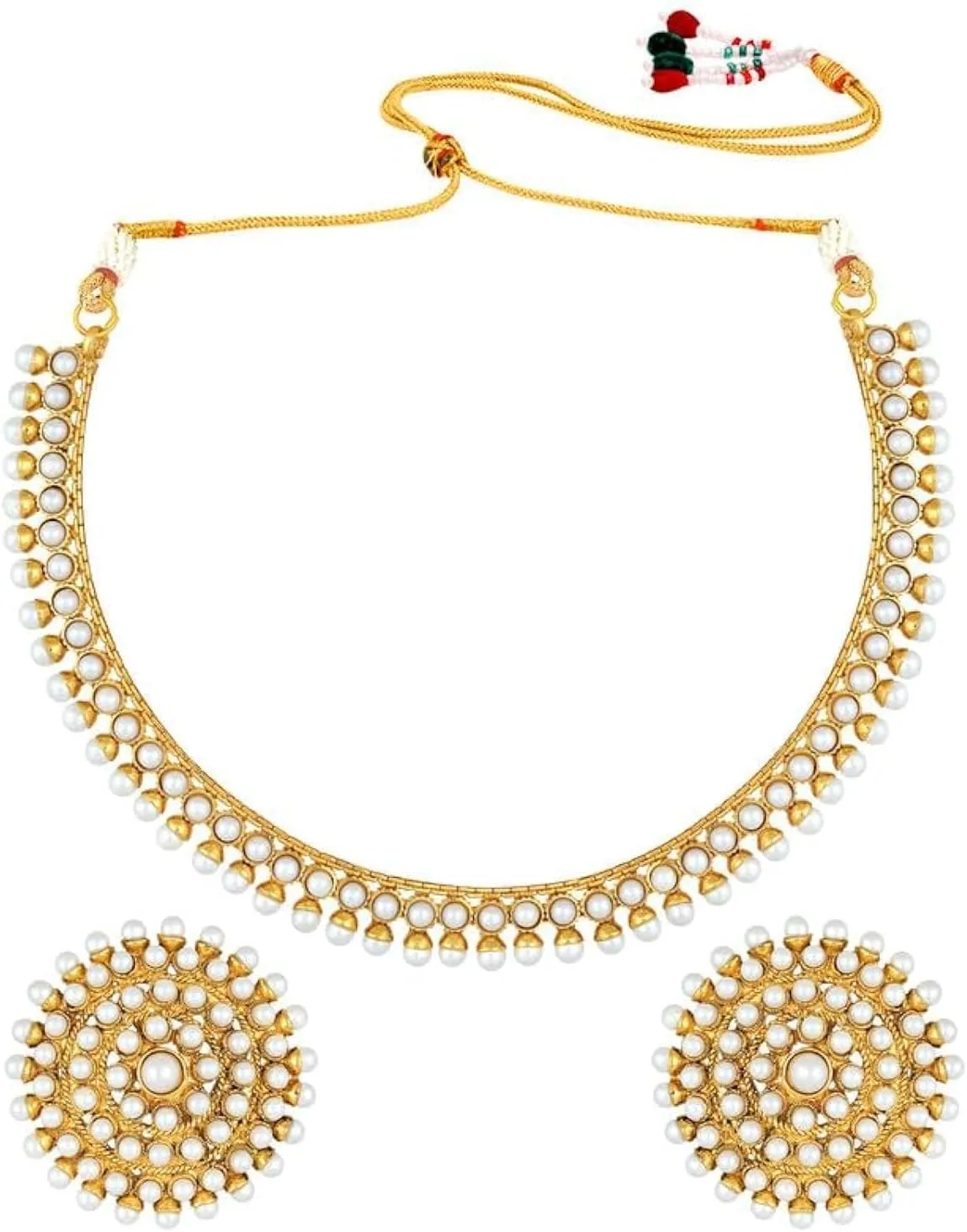 Aheli Bollywood Fashion Faux Stone Wedding Necklace Big Earrings Indian Fashion Jewelry Set Gift for Women