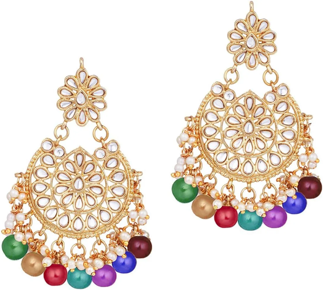 Aheli Elegant Indian Wedding Wear Faux Kundan Studded Choker Necklace with Maang Tikka Set Ethnic Fashion Jewelry Gift for Women Maroon Kundan & Pearl Drop