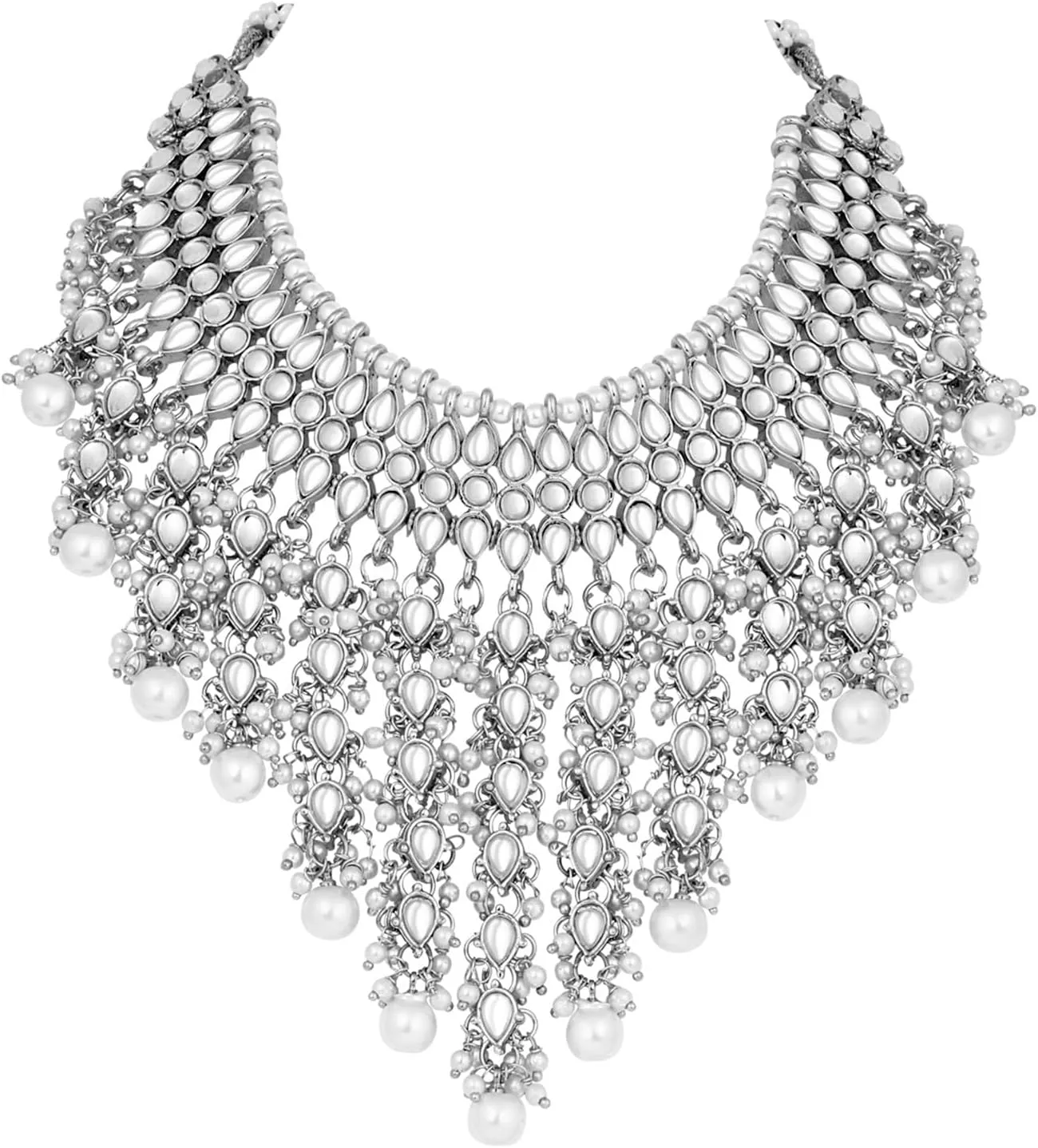 Aheli Elegant Indian Wedding Wear Faux Kundan Studded Choker Necklace with Maang Tikka Set Ethnic Fashion Jewelry Gift for Women Maroon Kundan & Pearl Drop