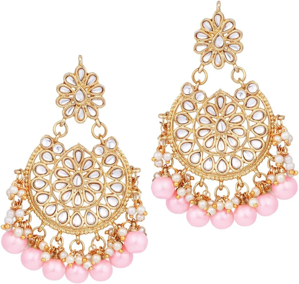 Aheli Elegant Indian Wedding Wear Faux Kundan Studded Choker Necklace with Maang Tikka Set Ethnic Fashion Jewelry Gift for Women Maroon Kundan & Pearl Drop
