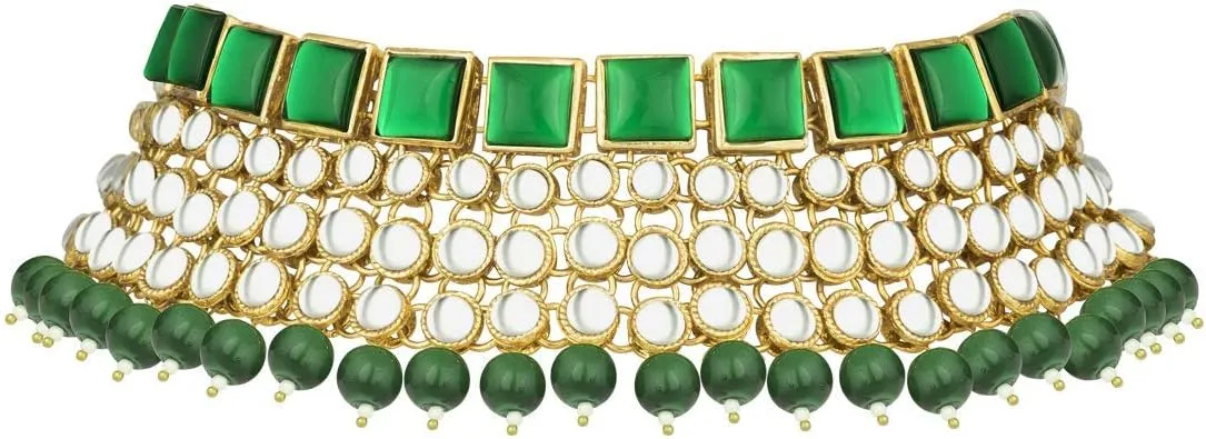 Aheli Faux Kundan Stone Indian Traditional Necklace Earrings Maang Tikka Set Wedding Fashion Party Wear Jewelry Gift for Women