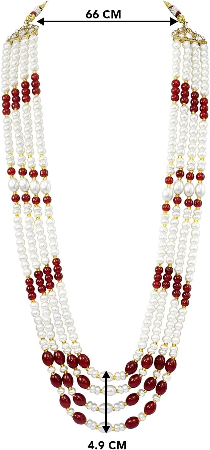 Aheli Gold Plated Beads Studded Ethnic Sherwani Maala Haar Necklace Traditional Fancy Groom's Jewellery Gift for Men