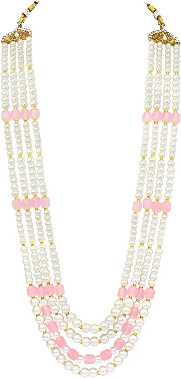 Aheli Gold Plated Beads Studded Ethnic Sherwani Maala Haar Necklace Traditional Fancy Groom's Jewellery Gift for Men