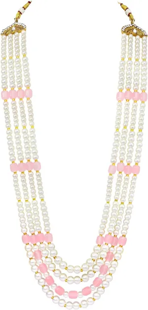 Aheli Gold Plated Beads Studded Ethnic Sherwani Maala Haar Necklace Traditional Fancy Groom's Jewellery Gift for Men