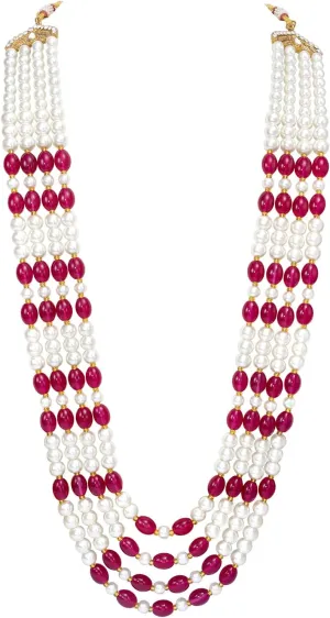 Aheli Gold Plated Beads Studded Ethnic Sherwani Maala Haar Necklace Traditional Fancy Groom's Jewellery Gift for Men