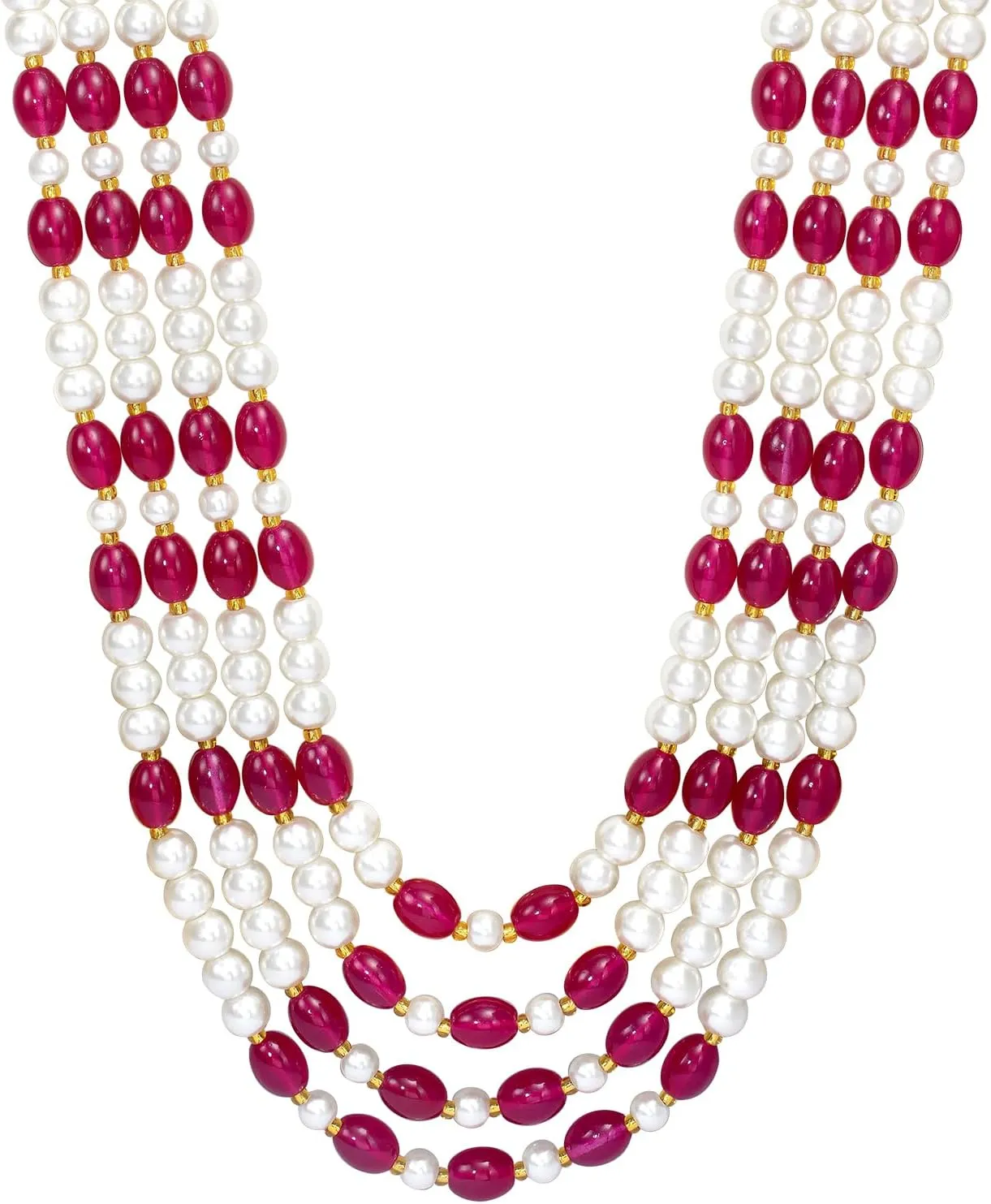 Aheli Gold Plated Beads Studded Ethnic Sherwani Maala Haar Necklace Traditional Fancy Groom's Jewellery Gift for Men