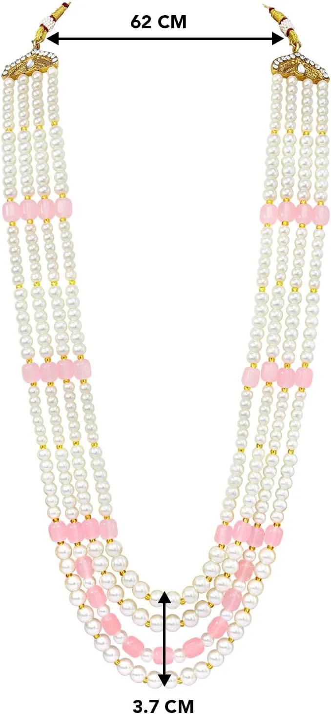 Aheli Gold Plated Beads Studded Ethnic Sherwani Maala Haar Necklace Traditional Fancy Groom's Jewellery Gift for Men