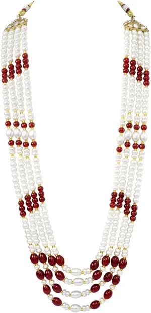 Aheli Gold Plated Beads Studded Ethnic Sherwani Maala Haar Necklace Traditional Fancy Groom's Jewellery Gift for Men