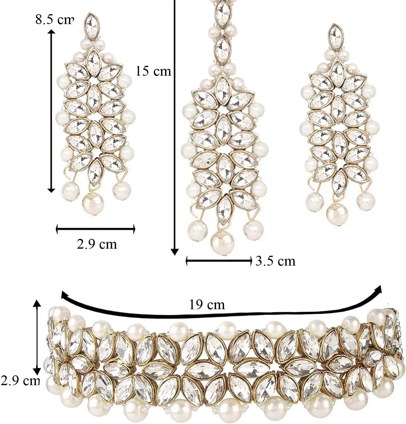 Aheli Gold Plated Kundan Jewelry Necklace with Earring Set Gift for Women