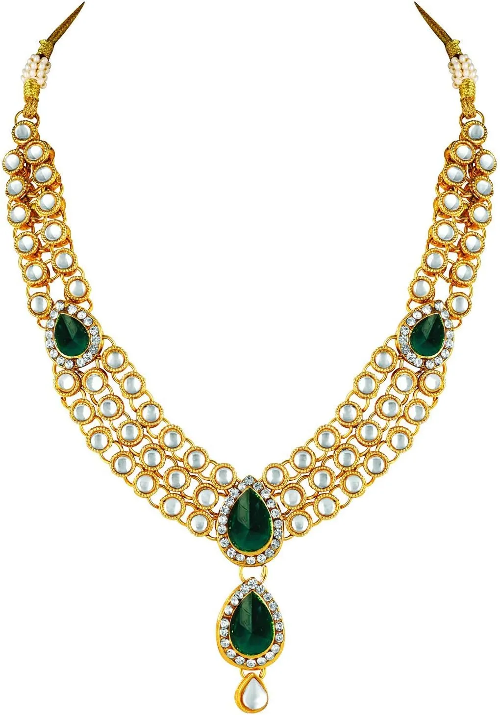 Aheli Gold Plated Traditional Kundan Long Necklace Jewellery Set with Earring Maang Tikka Gift for Women