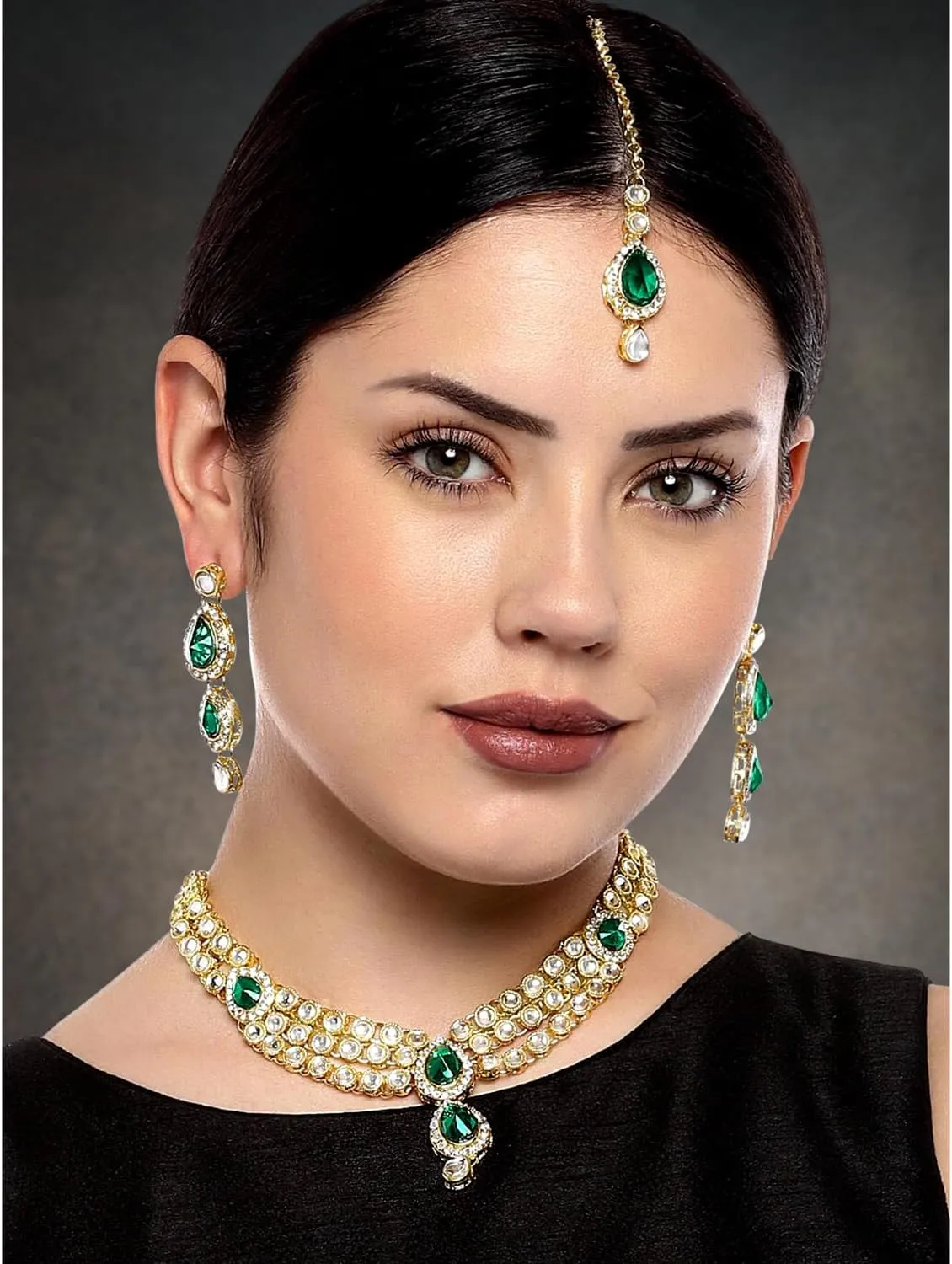 Aheli Gold Plated Traditional Kundan Long Necklace Jewellery Set with Earring Maang Tikka Gift for Women