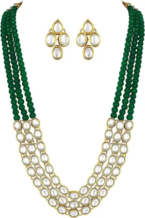 Aheli Indian Traditional Faux Kundan Long Necklace Jewelry Set with Earrings Gift for Women