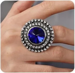 Aimimier Bohemian Big Round Crystal Statement Ring for Women