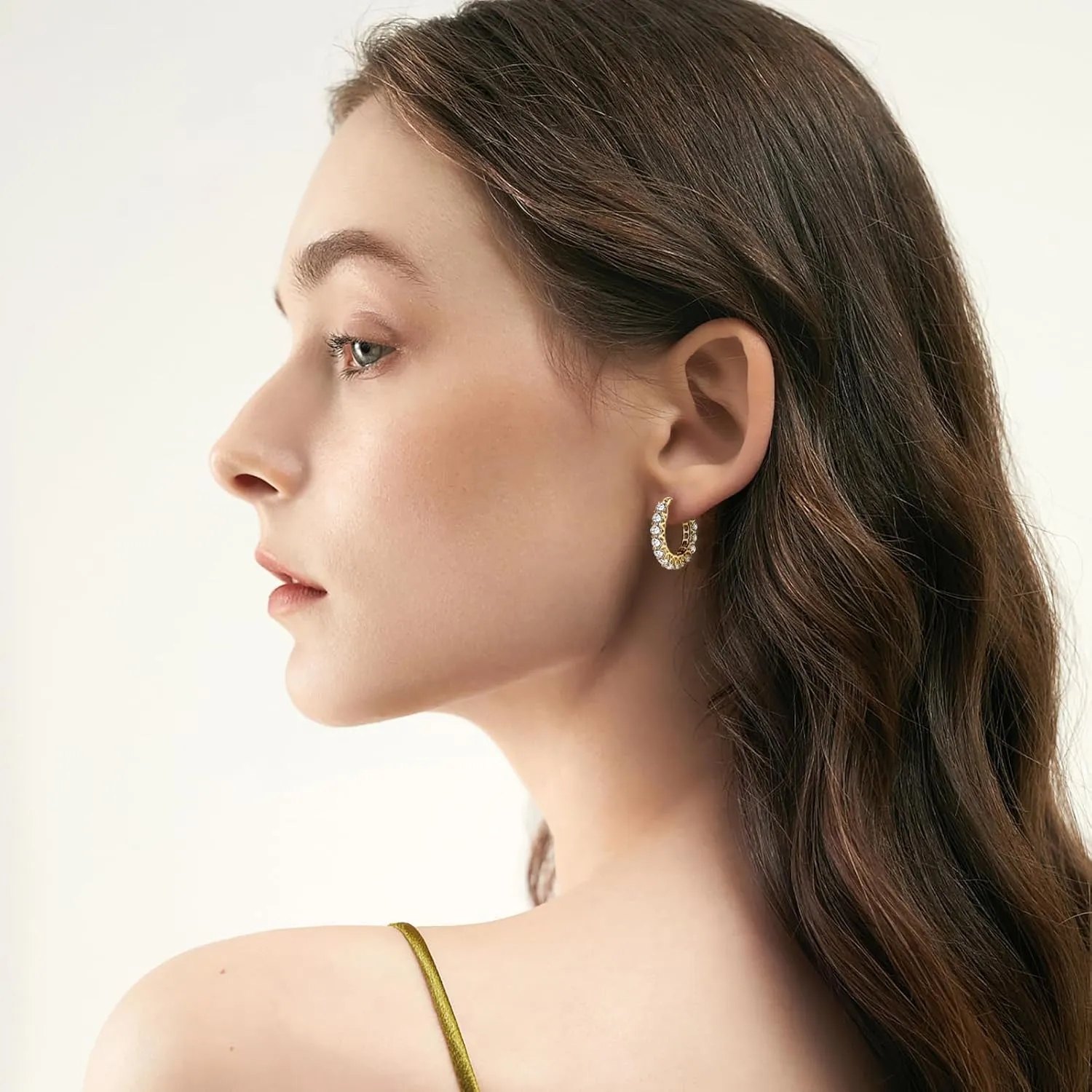 AINUOSHI Moissanite Hoop Earrings for Women, D-E Color Moissanite, Hypoallergenic 18K White Gold/14K Yellow Gold Plated 925 Sterling Silver, GRA Certified Authenticity, Jewelry Box Packed, Jewelry Gifts for Wife Girlfriend