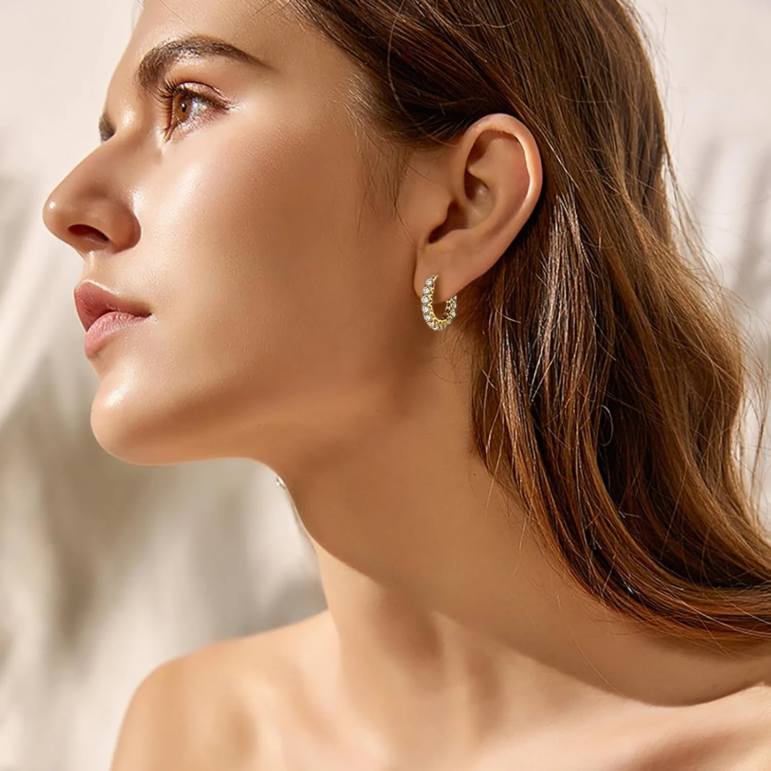 AINUOSHI Moissanite Hoop Earrings for Women, D-E Color Moissanite, Hypoallergenic 18K White Gold/14K Yellow Gold Plated 925 Sterling Silver, GRA Certified Authenticity, Jewelry Box Packed, Jewelry Gifts for Wife Girlfriend