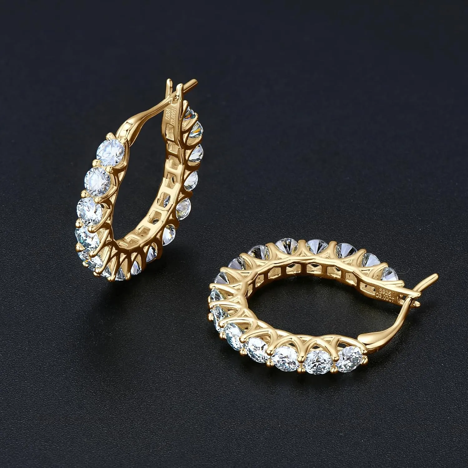 AINUOSHI Moissanite Hoop Earrings for Women, D-E Color Moissanite, Hypoallergenic 18K White Gold/14K Yellow Gold Plated 925 Sterling Silver, GRA Certified Authenticity, Jewelry Box Packed, Jewelry Gifts for Wife Girlfriend