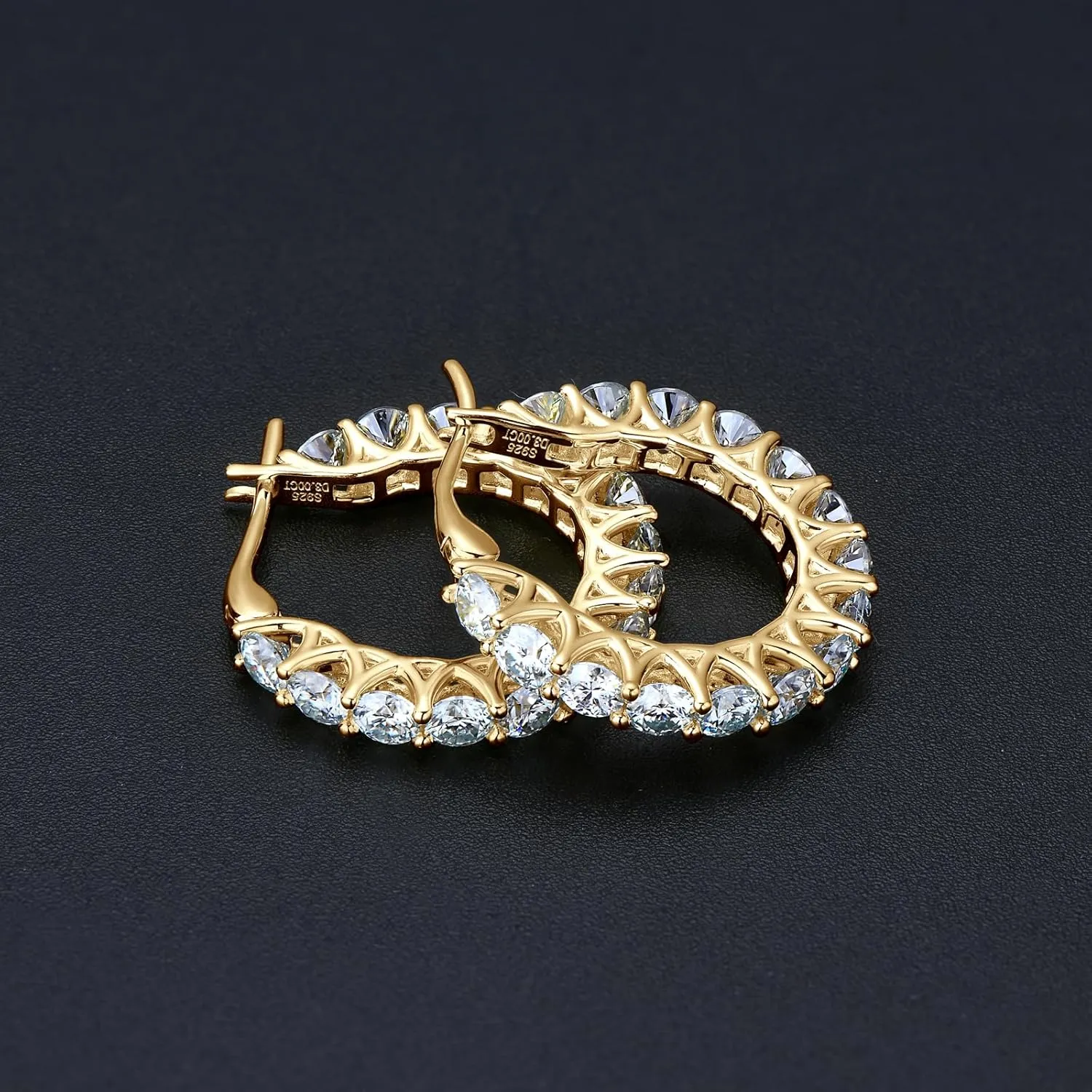 AINUOSHI Moissanite Hoop Earrings for Women, D-E Color Moissanite, Hypoallergenic 18K White Gold/14K Yellow Gold Plated 925 Sterling Silver, GRA Certified Authenticity, Jewelry Box Packed, Jewelry Gifts for Wife Girlfriend