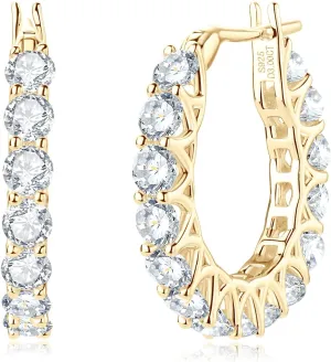 AINUOSHI Moissanite Hoop Earrings for Women, D-E Color Moissanite, Hypoallergenic 18K White Gold/14K Yellow Gold Plated 925 Sterling Silver, GRA Certified Authenticity, Jewelry Box Packed, Jewelry Gifts for Wife Girlfriend