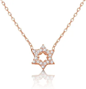 Alef Bet by Paula Dainty Jewish Star of David Necklace For Women With Pave Sparkling Cubic Zirconia Stones