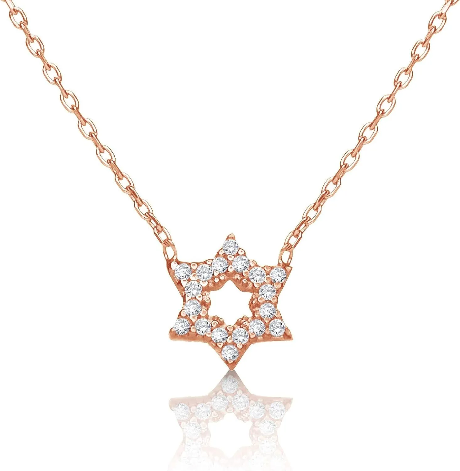 Alef Bet by Paula Dainty Jewish Star of David Necklace For Women With Pave Sparkling Cubic Zirconia Stones