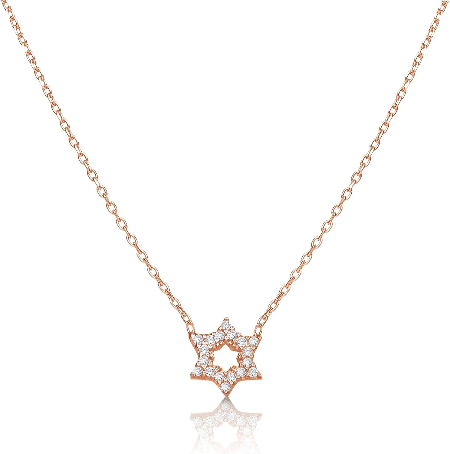Alef Bet by Paula Dainty Jewish Star of David Necklace For Women With Pave Sparkling Cubic Zirconia Stones