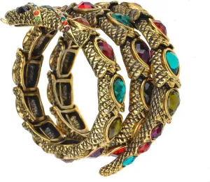 Alilang Egyptian Snake Rhinestones Stretch Cuff Wrap Bangle Bracelet