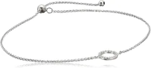 Amazon Essentials 1/10th CT TW Diamond Geometric Circle Adjustable Bracelet in Sterling Silver , (previously Amazon Collection)