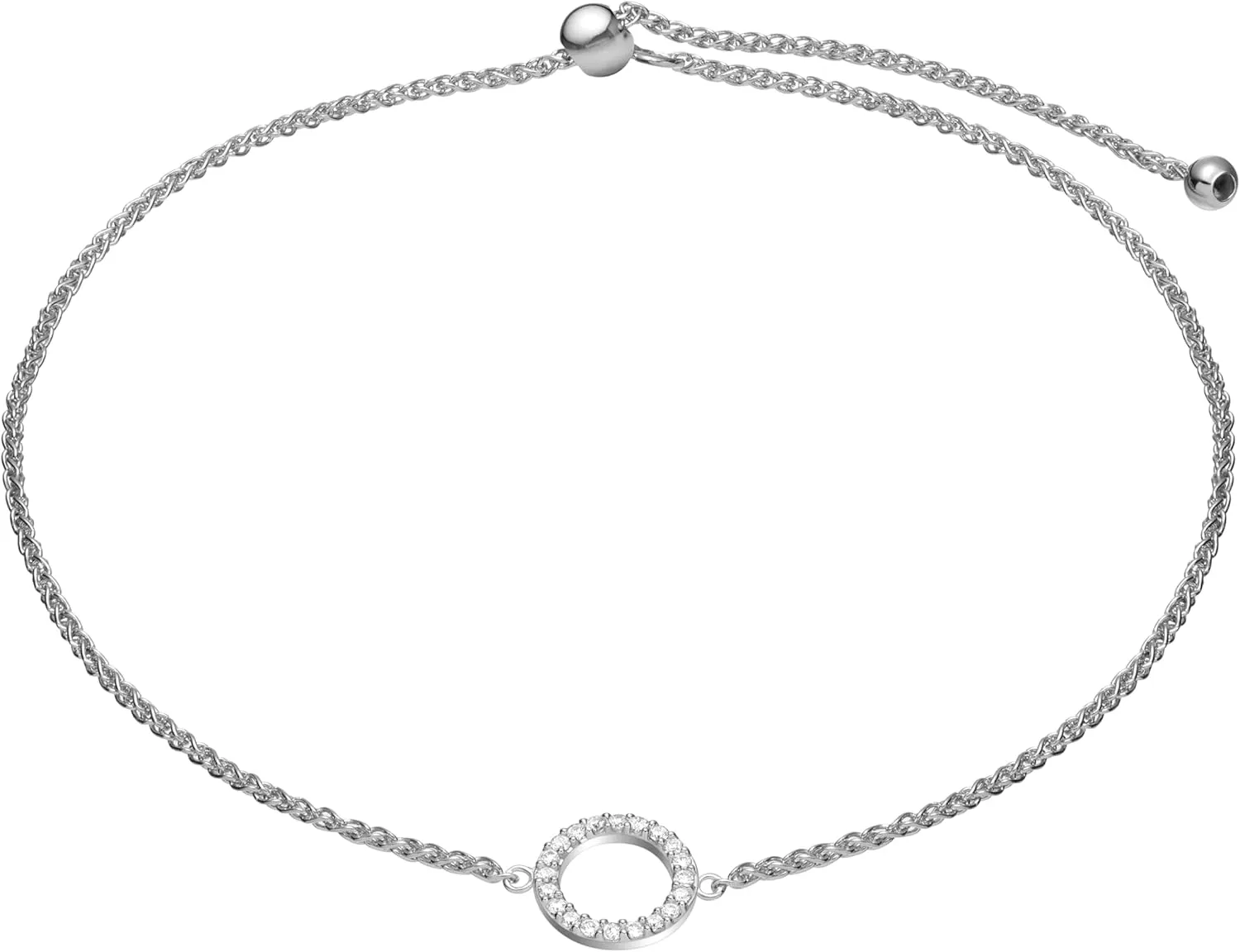 Amazon Essentials 1/10th CT TW Diamond Geometric Circle Adjustable Bracelet in Sterling Silver , (previously Amazon Collection)