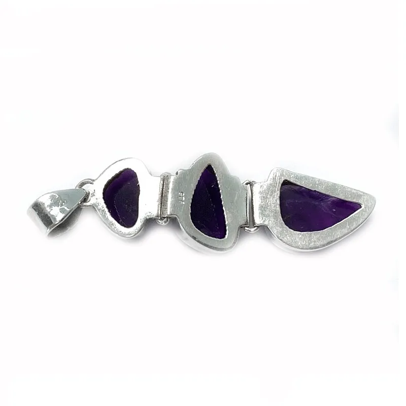 Amethyst Triple Drop Silver Pendant