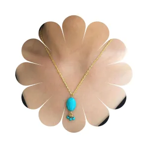 Andelaisi Boho Turquoise Choker Necklace Gold Turquoise Gemstone Necklace Choker Vintage Turquoise Pendant Necklace Natural Blue Stone Necklace Jewelry for Women