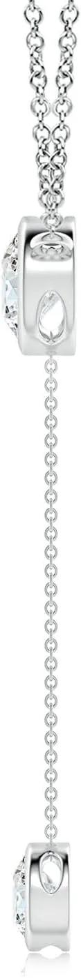 Angara Bezel-Set Round Lab Grown Diamond Lariat Style Necklace in 14K Solid Gold/Platinum | April Birthstone, Birthday, Engagement, Anniversary, Wedding Jewelry Gift for Women