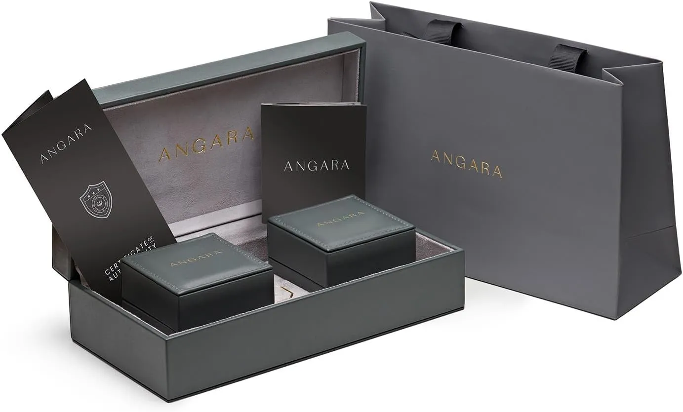 Angara Cushion Rectangular Lab Grown Blue Sapphire Engagement Ring with Marquise Motifs in 14K Solid Gold/Platinum | Birthday, Anniversary, Wedding Jewelry Gift for Women