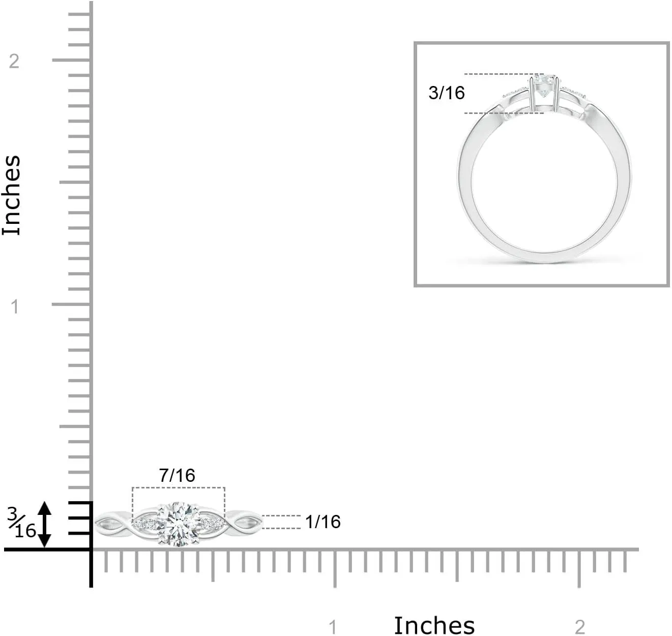 Angara Infinity Twist Round Lab Grown Diamond Promise Ring in Silver / 14K Solid Gold/Platinum | April Birthstone, Birthday, Engagement, Anniversary, Wedding Jewelry Gift for Women