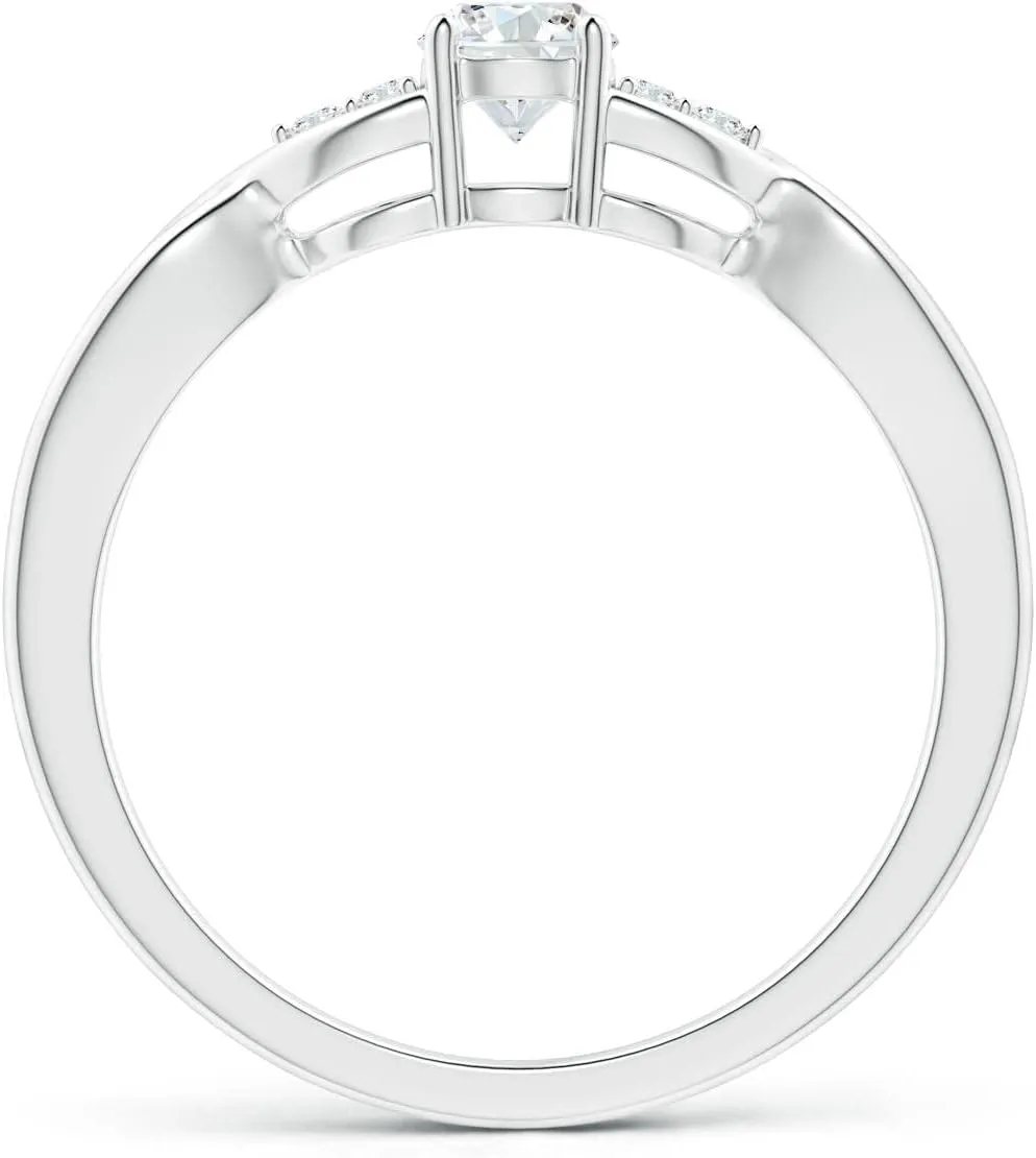 Angara Infinity Twist Round Lab Grown Diamond Promise Ring in Silver / 14K Solid Gold/Platinum | April Birthstone, Birthday, Engagement, Anniversary, Wedding Jewelry Gift for Women