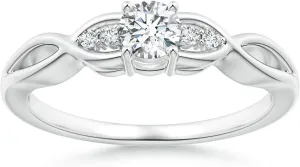 Angara Infinity Twist Round Lab Grown Diamond Promise Ring in Silver / 14K Solid Gold/Platinum | April Birthstone, Birthday, Engagement, Anniversary, Wedding Jewelry Gift for Women