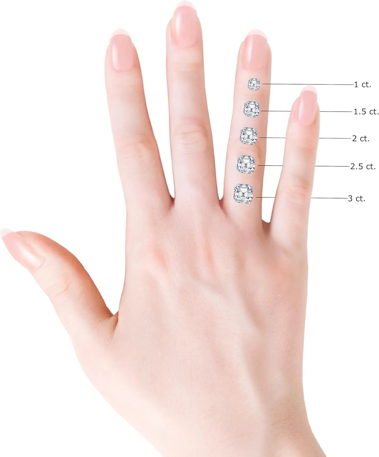 Angara Lab Grown Asscher-Cut and Twin Tapered Baguette Diamond Side Stone Engagement Ring in Silver / 14K Solid Gold/Platinum | April Birthstone, Birthday, Anniversary Jewelry Gift for Women