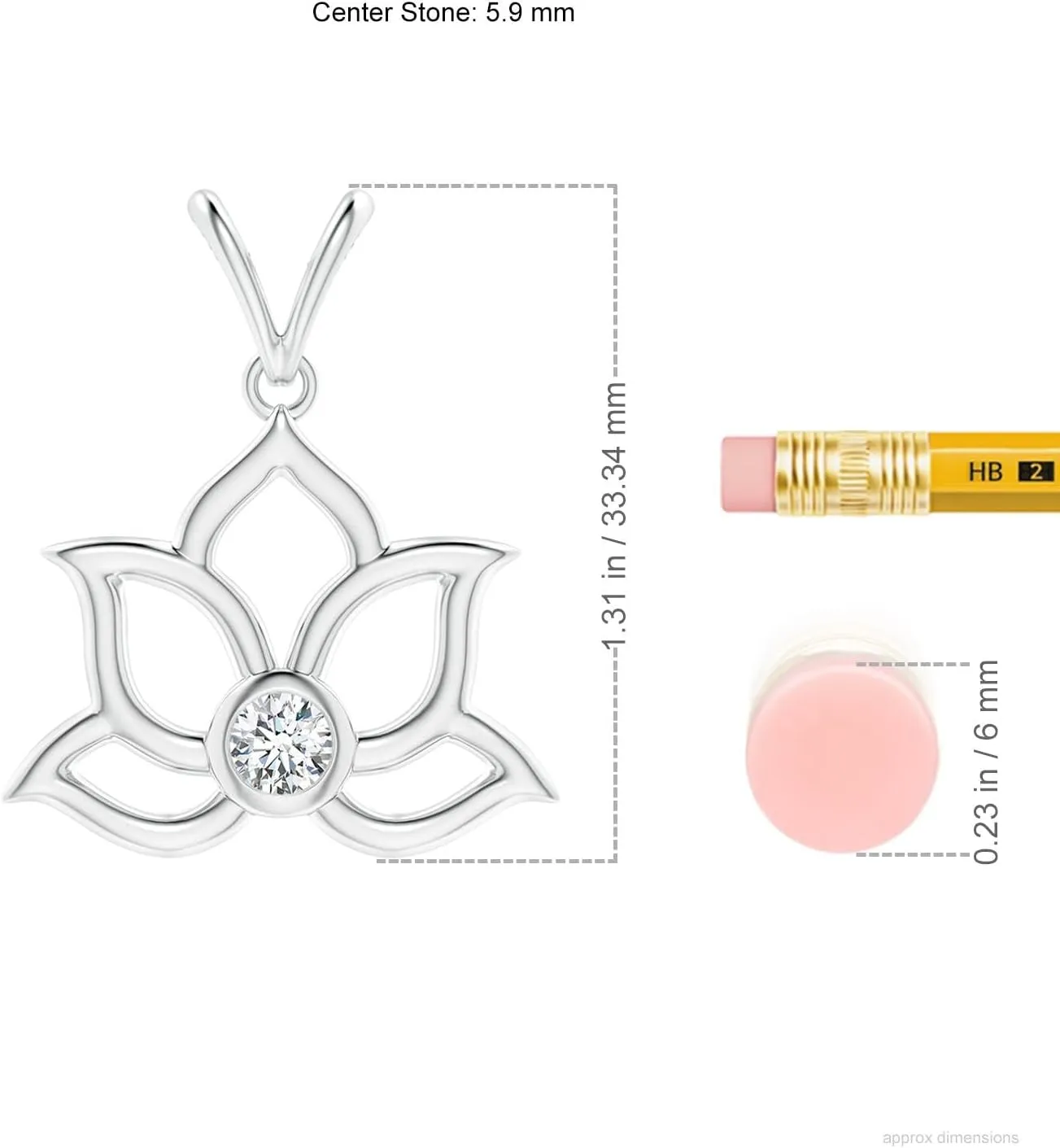 Angara Lab Grown Bezel-Set Diamond Lotus Flower Pendant in 14K Solid Gold/Platinum | April Birthstone, Birthday, Engagement, Anniversary, Wedding Jewelry Gift for Women