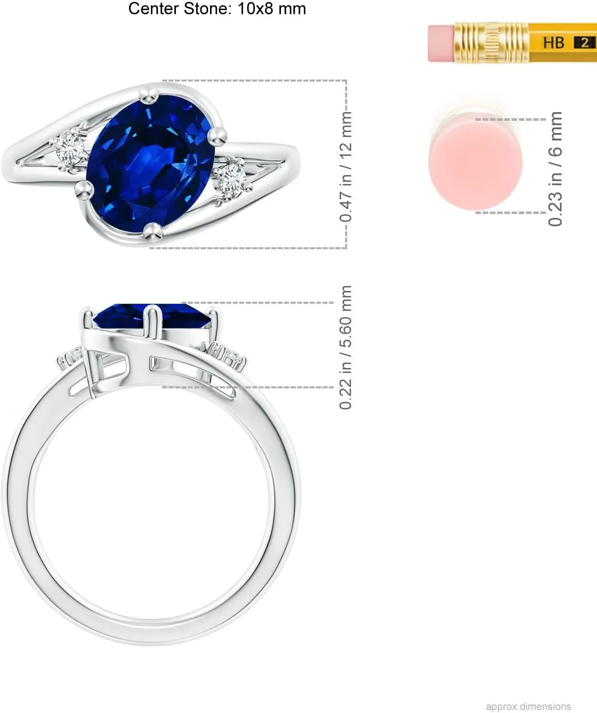 Angara Lab Grown Blue Sapphire and Diamond Split Shank Engagement Ring in 14K Solid Gold/Platinum | September Birthstone, Birthday, Anniversary, Wedding Jewelry Gift for Women