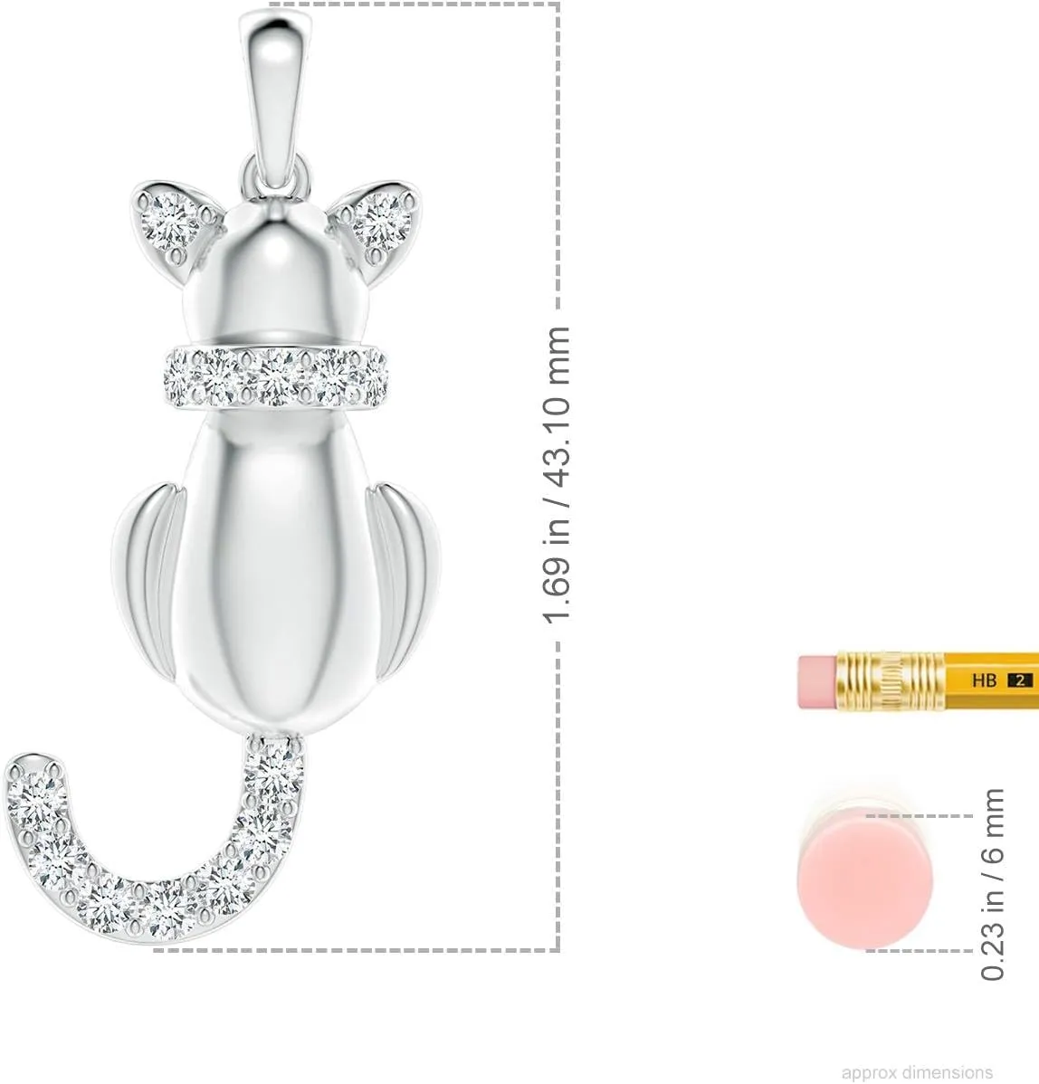 Angara Lab Grown Classic Diamond Cat Pendant in Silver / 14K Solid Gold/Platinum | April Birthstone, Birthday, Engagement, Anniversary, Wedding Jewelry Gift for Women