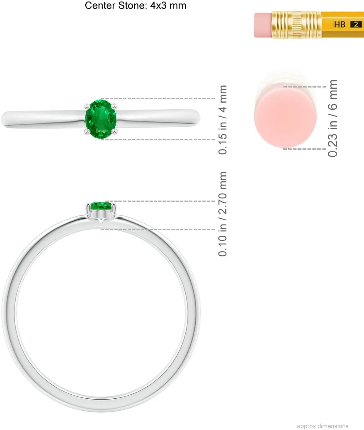 Angara Lab Grown Classic Solitaire Oval Emerald Promise Ring in Silver / 14K Solid Gold/Platinum | May Birthstone, Birthday, Engagement, Anniversary, Wedding Jewelry Gift for Women