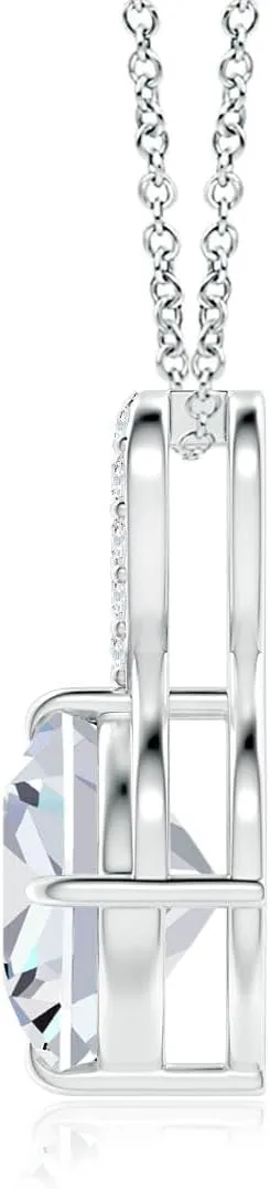 Angara Lab Grown Claw-Set Diamond Infinity Pendant with Lab Diamond Accents in Silver / 14K Solid Gold/Platinum | April Birthstone, Birthday, Engagement, Anniversary, Wedding Jewelry Gift for Women