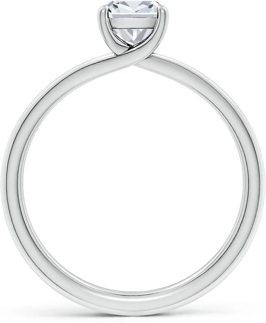 Angara Lab Grown Cushion Diamond Double Shank Solitaire Engagement Ring in Silver / 14K Solid Gold/Platinum | April Birthstone, Birthday, Anniversary, Wedding Jewelry Gift for Women