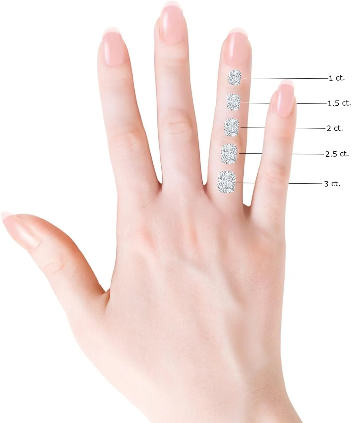 Angara Lab Grown Cushion Rectangular Diamond Side Stone Engagement Ring with Accents in 14K Solid Gold/Platinum | April Birthstone, Birthday, Anniversary, Wedding Jewelry Gift for Women