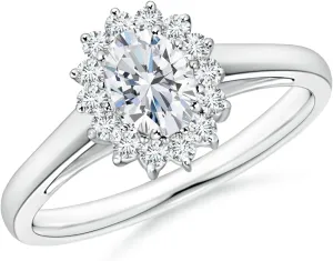 Angara Lab Grown Diamond Curved Floral Ring in Silver / 14K Solid Gold/Platinum | April Birthstone, Birthday, Engagement, Anniversary, Wedding Jewelry Gift for Women