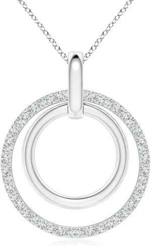 Angara Lab Grown Diamond Double Circle Pendant in 14K Solid Gold/Platinum | April Birthstone, Birthday, Engagement, Anniversary, Wedding Jewelry Gift for Women