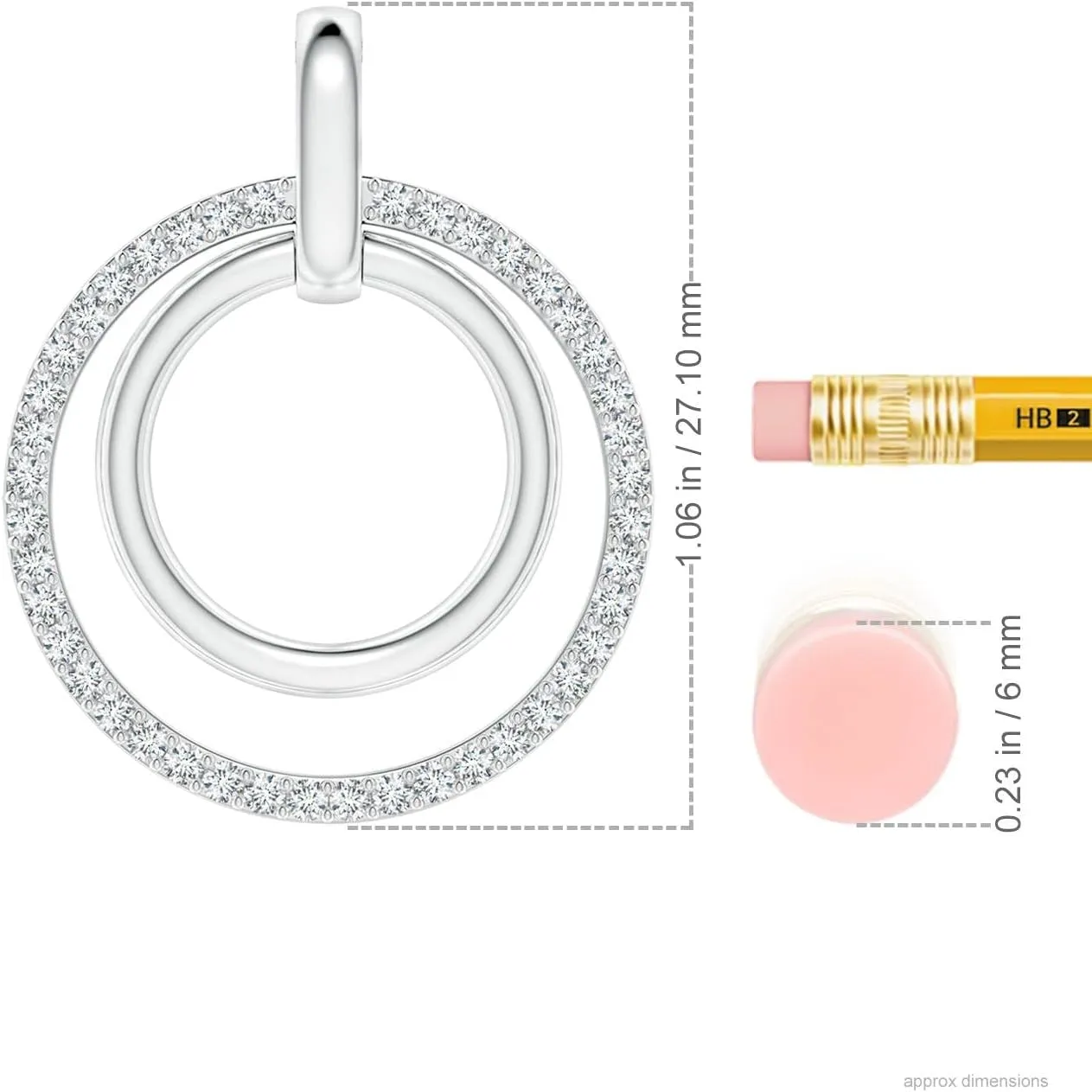 Angara Lab Grown Diamond Double Circle Pendant in 14K Solid Gold/Platinum | April Birthstone, Birthday, Engagement, Anniversary, Wedding Jewelry Gift for Women