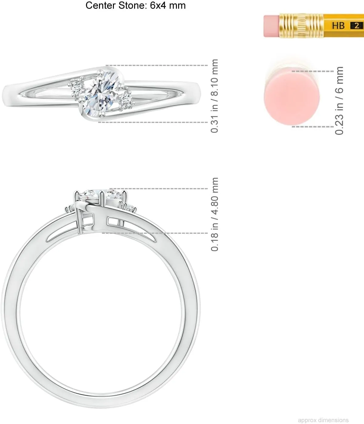 Angara Lab Grown Diamond Split Shank Ring with Accents in Silver / 14K Solid Gold/Platinum | April Birthstone, Birthday, Engagement, Anniversary, Wedding Jewelry Gift for Women